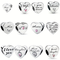 Heart Shape Beads Inlaid Diamond Large Hole Beads for DIY Jewelry