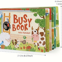 Interactive Quiet Book with Reusable Stickers Numbers Fruits Animals