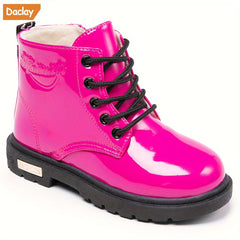 Daclay Kids Boots Soft Fleece Lining Durable Rubber Soles Mid Calf Lace up