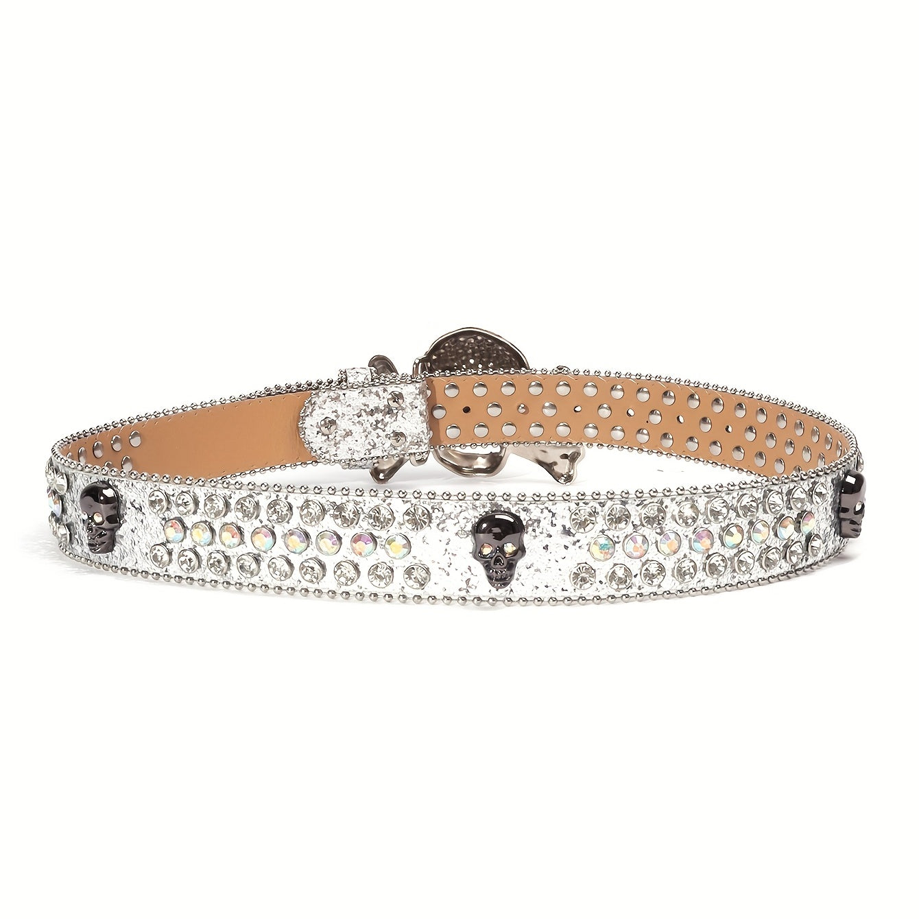 Rhinestone Bone Buckle Belt Punk Jeans Belt