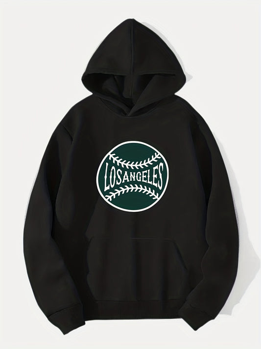 Los Angeles Baseball Print Hoodie for Men