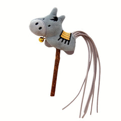 Wooden Cat Teaser Stick Toy - Interactive Kitten Play