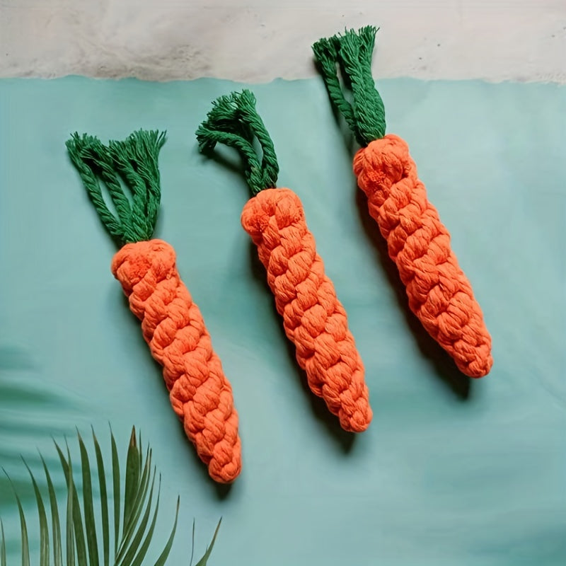 Dog Carrot Rope Knot Toy for Teeth Grinding and Interactive Play