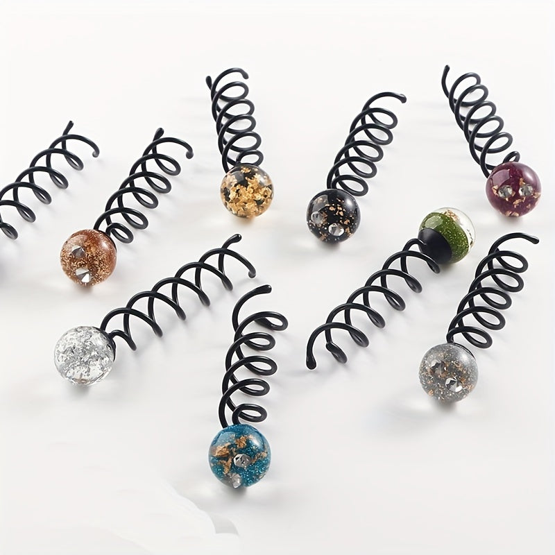 Crystal Bead Spiral Hair Pin Coils Hair Accessories