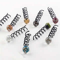 Crystal Bead Spiral Hair Pin Coils Hair Accessories