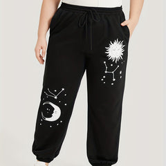  Sun & Moon Print Jogger Running Trousers