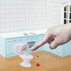 Dollhouse Toilet and Plunger Model Set Small Decor