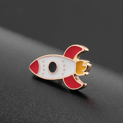 Cartoon Rocket Brooch Mini Enamel Pin Backpack Clothing Accessories