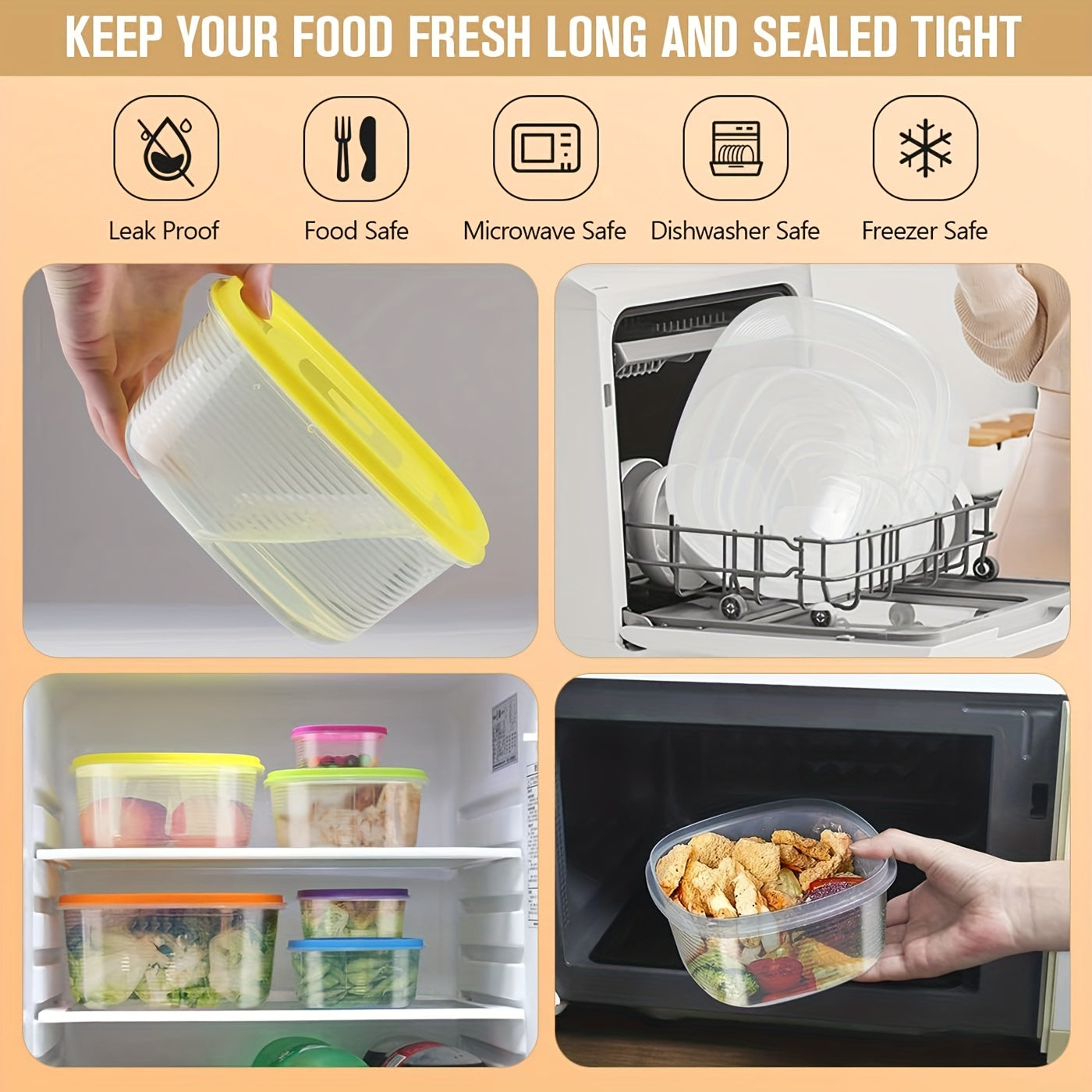 Clear Food Storage Containers With Lids Stackable BPA Free