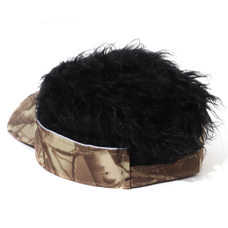 Men's Visor Hat With Wig