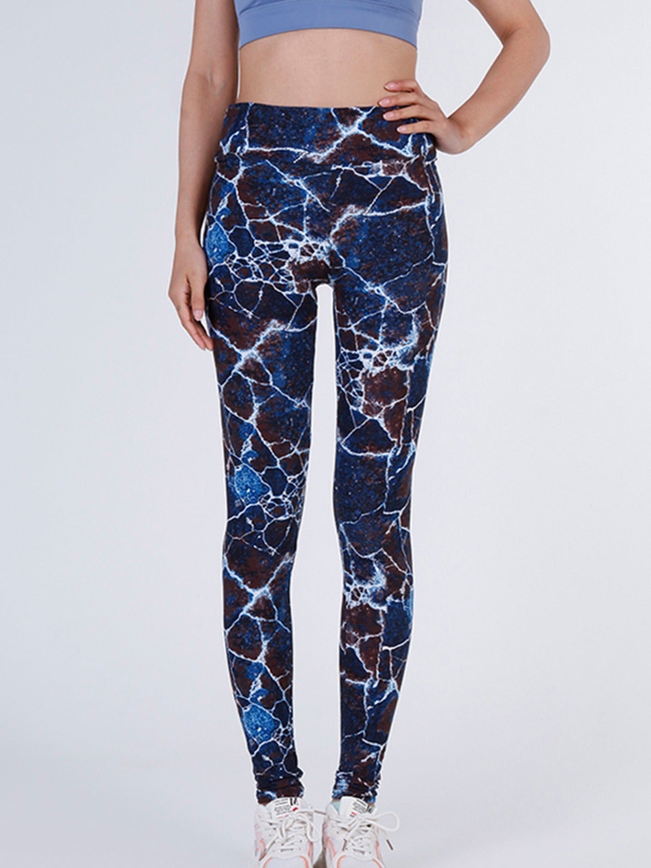 Stone Print High Waist Cropped Pants