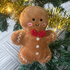 Christmas Gingerbread Man Plush Toy 7.08'' Soft Brown with Red & Icing Details