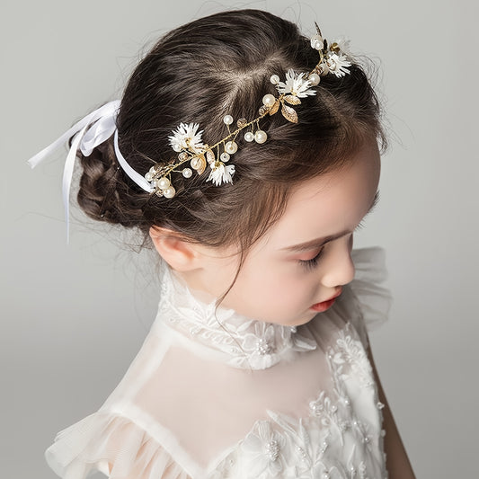 Golden Daisy Headband Hair Vine Ribbon Wedding Bridal Girls Women Headpiece