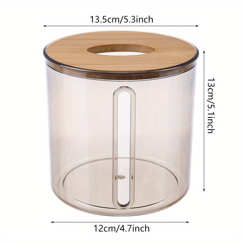 Transparent Tissue Box with Wooden Lid for Toilet Paper and Tissues