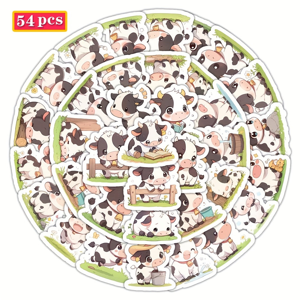 54pcs Farm Cow Cartoon Stickers Vinyl Decals for Skateboards Helmets Cars