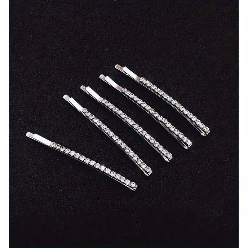 5pcs Rhinestone Hair Clip Bobby Pin Hair Barrette Hair Slides Clip Non Slip
