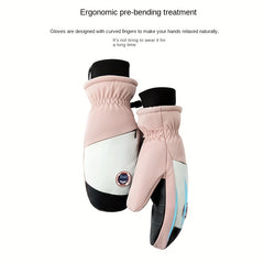 Winter Skiing Gloves Unisex Windproof Waterproof Thickened Warm 5 Finger Gloves