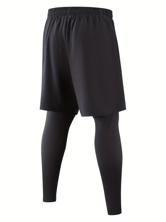 Men's Double Layer Stretch Sports Shorts - Summer Gym Workout