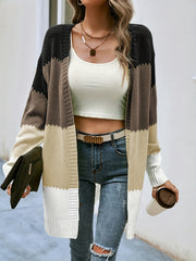 Striped Block Cardigans V Neck Loose
