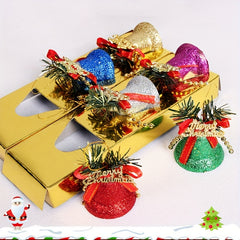 6pcs Christmas Bells Decorations Colored Powder Coated Plastic Bells