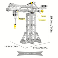 DIY Tower Crane & Windmill Building Kit Alloy Blocks Boys 8 Gift