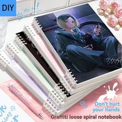 Customizable Waterproof Spiral Notebook with Removable Cover Personalized Anime
