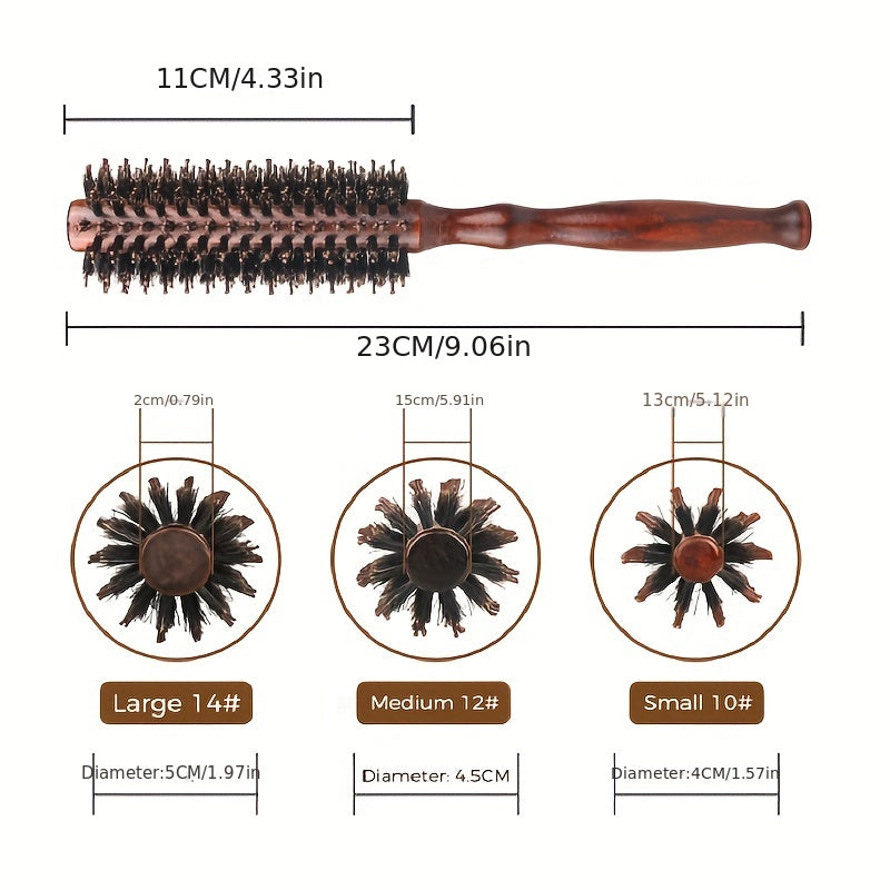 Boar Bristle Hair Brush Comb Round for Curly Hair
