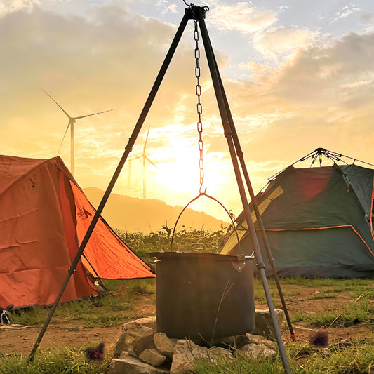 Outdoor Campfire Tripod with Chain for Camping