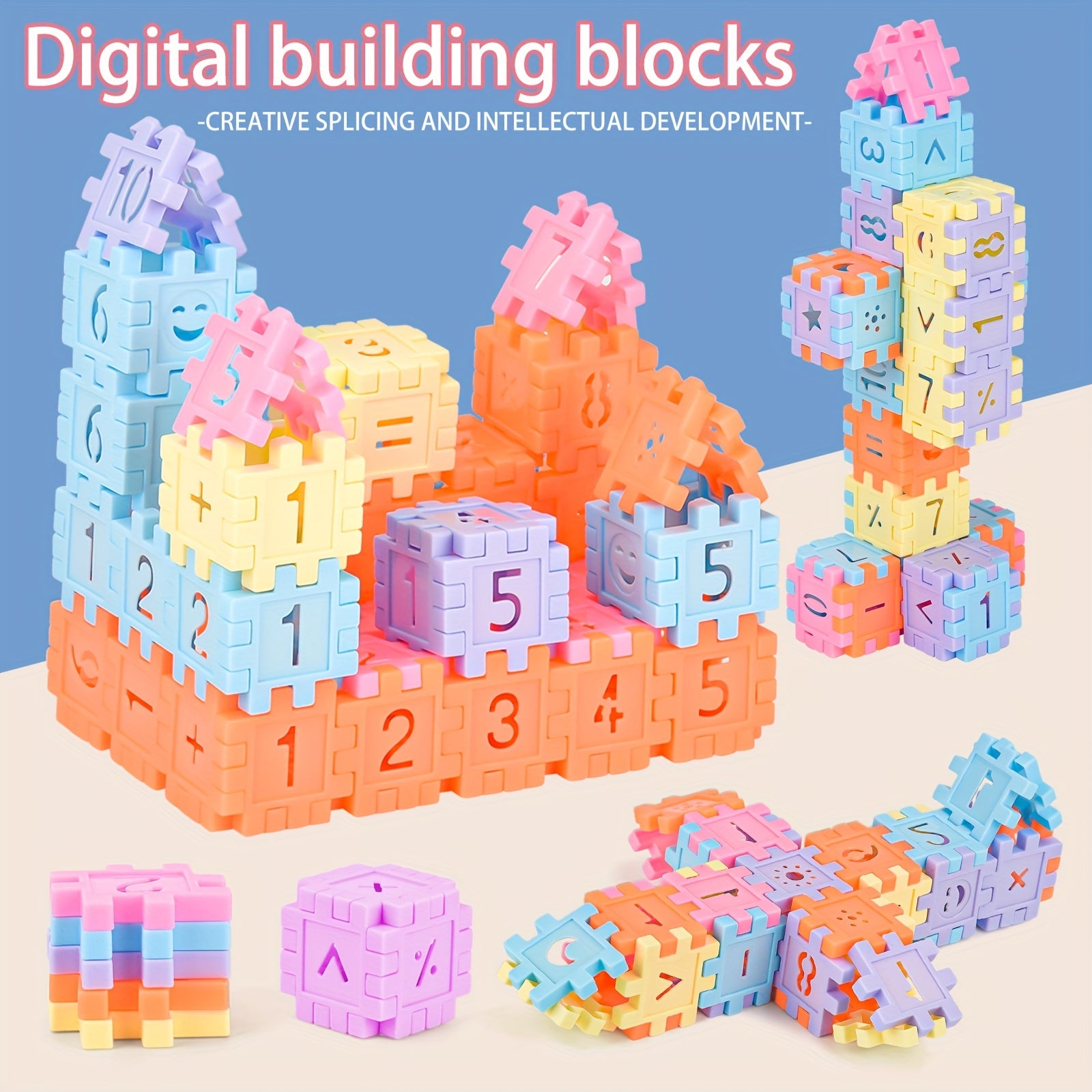 Kids Building Blocks Educational Splicing Toy Numbers Squares