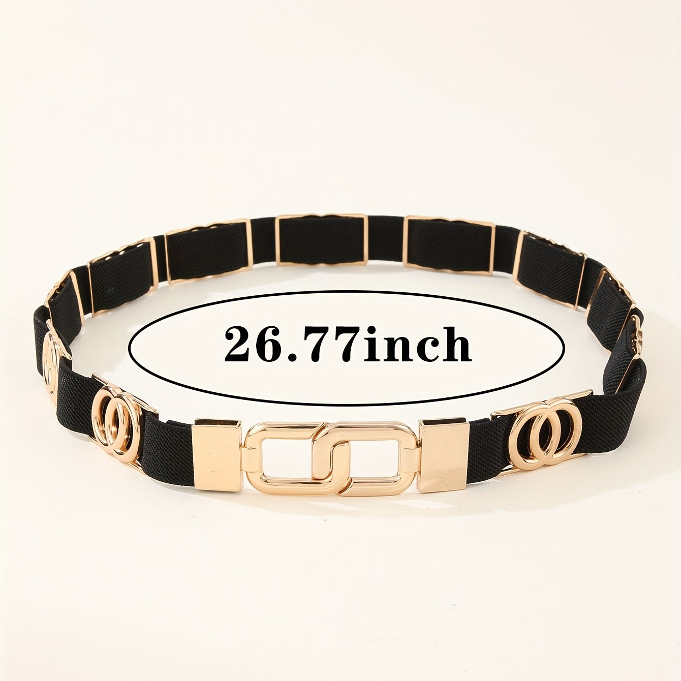 Golden Double Circle Elastic Belt Braided Thin Waistband for Women