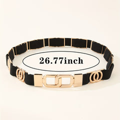 Golden Double Circle Elastic Belt Braided Thin Waistband for Women