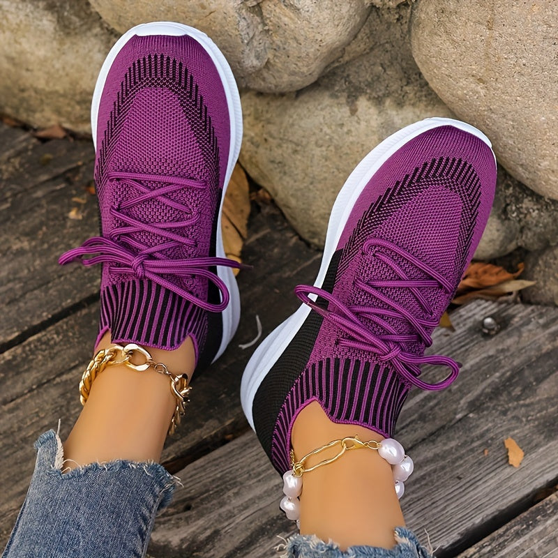 Women's Breathable Lace-up Running Shoes Soft Sole Casual Sneakers