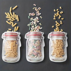 Reusable Mason Jar Bottle Bag Nut Cracker Snack Zipper Sealed Food Storage Bag