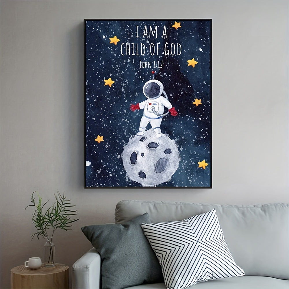 Outer Space Art Canvas Print for Kids Room Wall Decor