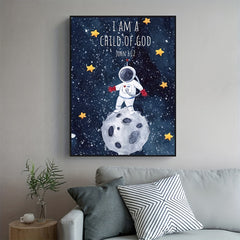 Outer Space Art Canvas Print for Kids Room Wall Decor