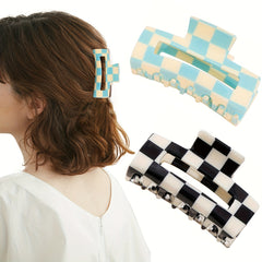 Plaid Square Hair Claw Shark Claw Hair Clip Mother's Gift Hair Accessories