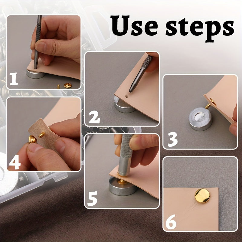 240 Double Cap Rivets Tubular 4 Colors DIY Leather Craft Kit