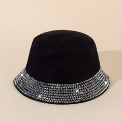 Rhinestone Decor Bucket Hat Sunscreen Fisherman Cap