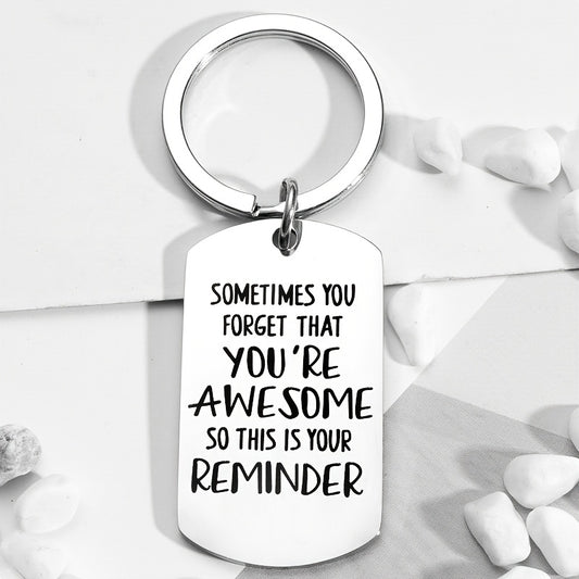 Boys Casual Stainless Steel YOU ARE AWESOME Keychain