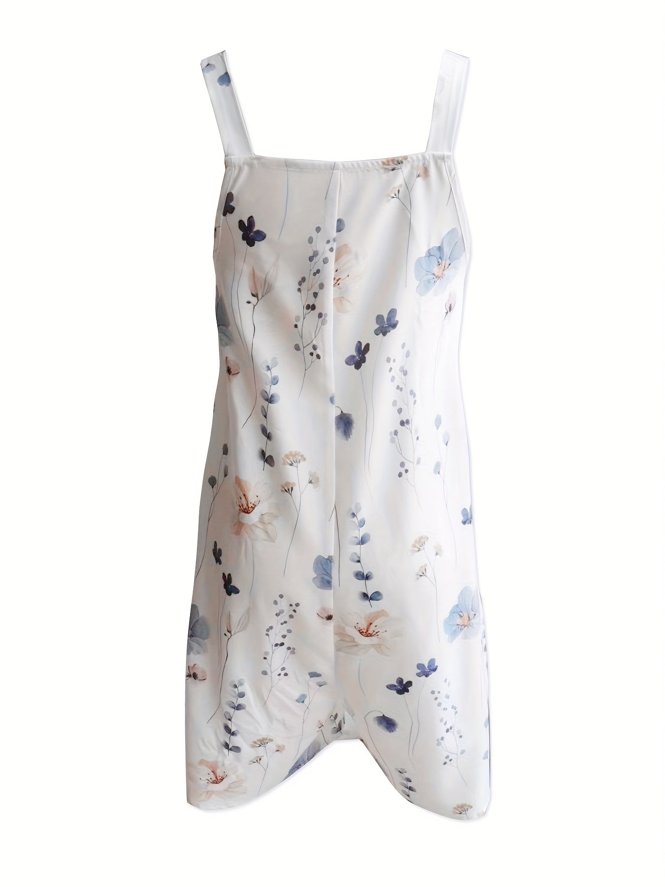 Floral Print Overall Jumpsuit with Patched Pockets