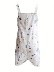 Floral Print Overall Jumpsuit with Patched Pockets