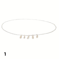 Boho Beads Waist Chain Shell Crushed Stone Decor Elastic Belly Chain