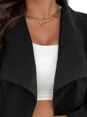  Women's Solid Open Front Waterfall Collar Blazer