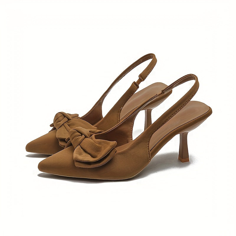 Women's Bowknot Slingback Heels Slip On Shoes