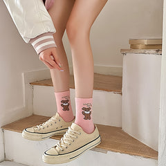 5 Pairs Letter Print Socks Women's Stockings & Hosiery