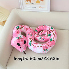 Realistic Planted Snake Plush Toy Skull Snake Peach Blossom Green Snake Doll