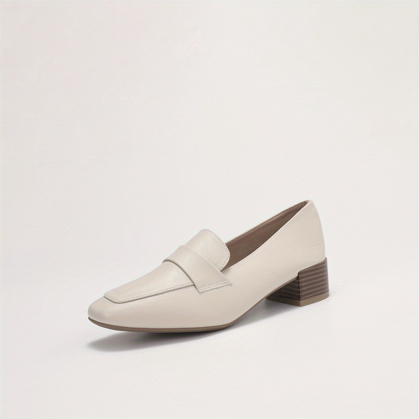 Women's Square Toe Chunky High Heels Solid Slip On Stacked Heels Pumps