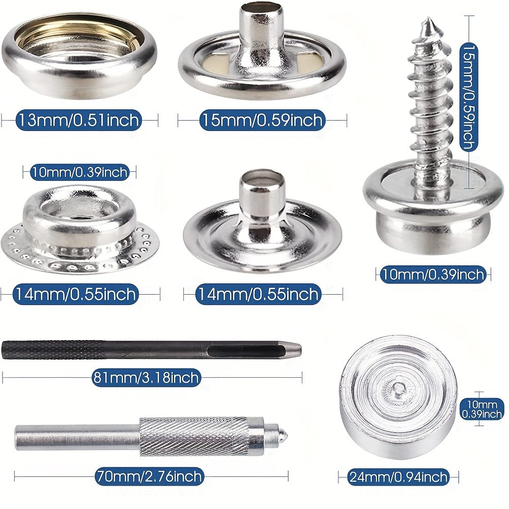323pcs Marine Canvas Snap Kit Stainless Steel Components