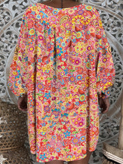 Floral Print V Neck Dress Plus Size Stretch Dress Women