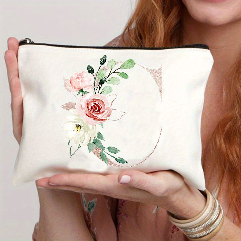 Letter Print Cosmetic Bag for Women - Makeup Case and Toiletries Organizer